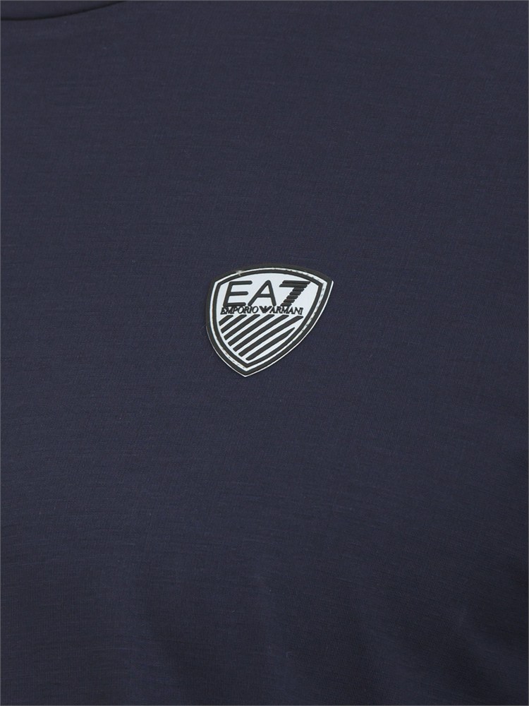 EA7 EMPORIO ARMANI T-shirt blu Ea7 a maniche lunghe in jersey stretch