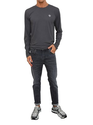 EA7 EMPORIO ARMANI T-shirt grigio Ea7 a maniche lunghe in jersey stretch in UOMO
