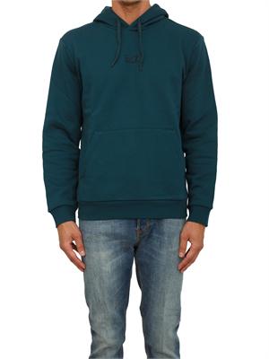 EA7 EMPORIO ARMANI Felpa verde petrolio EA7 con cappuccio Core Identity in misto cotone in UOMO