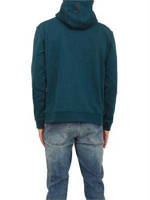 EA7 EMPORIO ARMANI Felpa verde petrolio EA7 con cappuccio Core Identity in misto cotone in UOMO