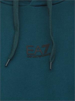 EA7 EMPORIO ARMANI Felpa verde petrolio EA7 con cappuccio Core Identity in misto cotone in UOMO