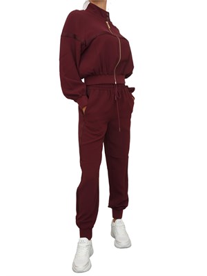 TWIN-SET Tuta sportiva Twinset felpa e pantalone in scuba bordeaux con inserto logo in DONNA