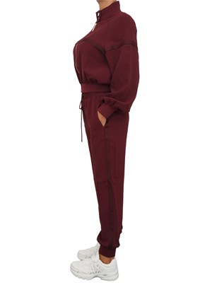TWIN-SET Tuta sportiva Twinset felpa e pantalone in scuba bordeaux con inserto logo in DONNA