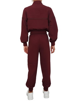 TWIN-SET Tuta sportiva Twinset felpa e pantalone in scuba bordeaux con inserto logo in DONNA