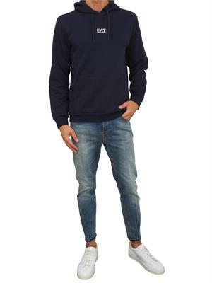 EA7 EMPORIO ARMANI Felpa blu EA7 con cappuccio Core Identity in misto cotone in UOMO