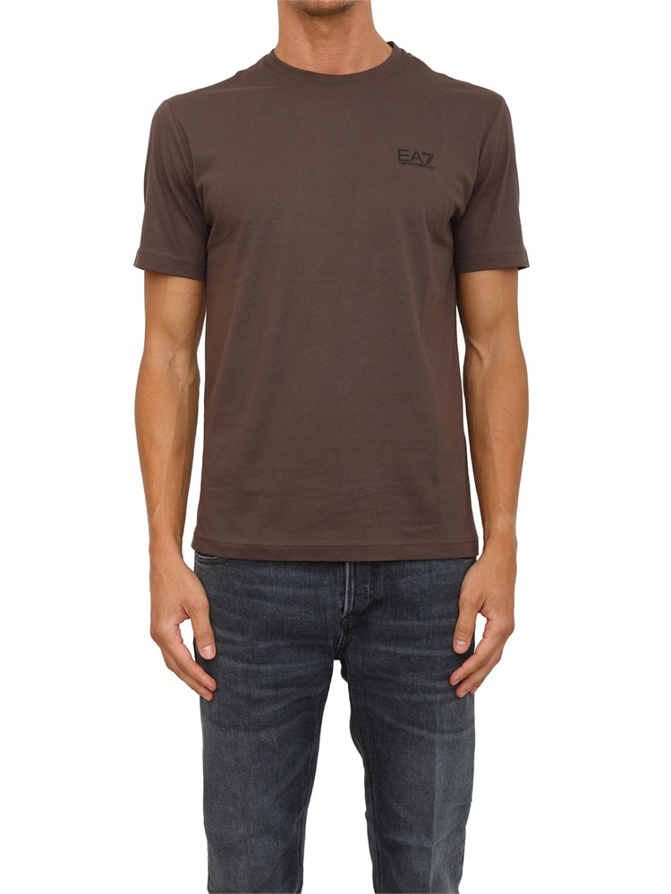 EA7 EMPORIO ARMANI T-shirt  marrone EA7 Core Identity in cotone Pima