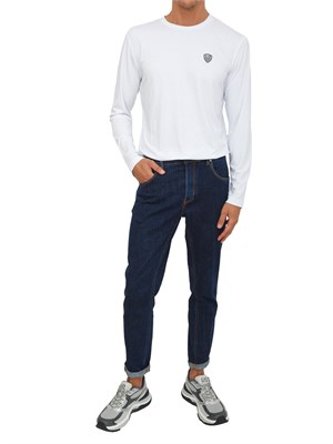 EA7 EMPORIO ARMANI T-shirt bianco Ea7 a maniche lunghe in jersey stretch in UOMO