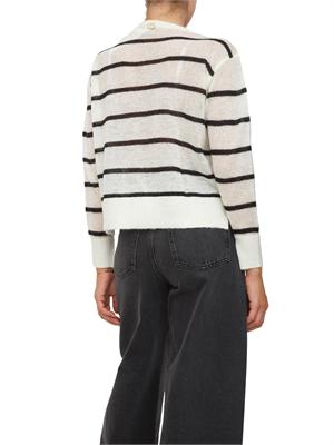 TWIN-SET Maglia Twinset in misto mohair bianco e nero con pizzo e spacchi in DONNA