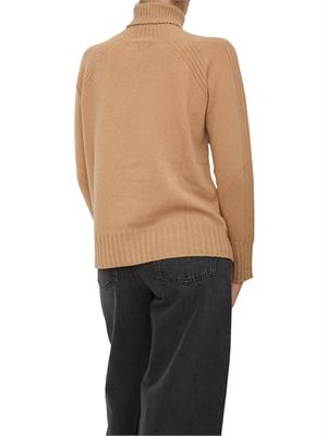 TWIN-SET Maglia collo alto Twinset in misto cashmere cammello con bordi lurex in DONNA