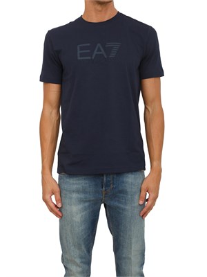 EA7 EMPORIO ARMANI T-shirt a maniche corte blu EA7 Visibility in jersey stretch di cotone in UOMO