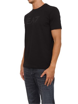 EA7 EMPORIO ARMANI T-shirt a maniche corte nero EA7 Visibility in jersey stretch di cotone in UOMO