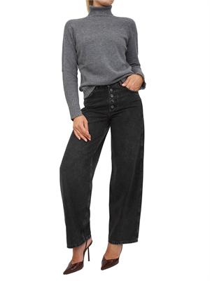 TWIN-SET Maglia collo alto Twinset in misto cashmere grigio con bordi lurex in DONNA