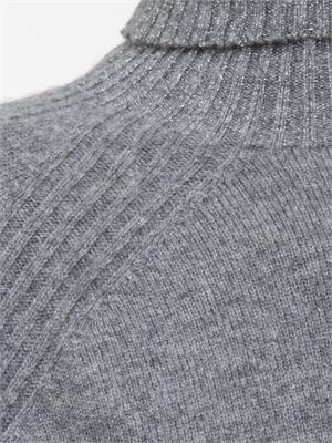 TWIN-SET Maglia collo alto Twinset in misto cashmere grigio con bordi lurex in DONNA