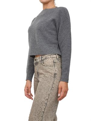 TWIN-SET Maglia cropped Twinset in misto mohair grigio con inserti lurex in fondo in DONNA
