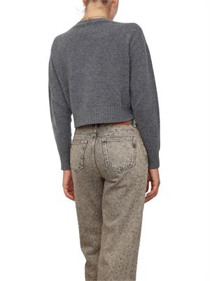 TWIN-SET Maglia cropped Twinset in misto mohair grigio con inserti lurex in fondo in DONNA