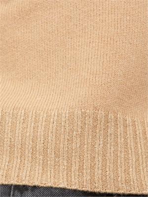 TWIN-SET Maglia cropped Twinset in misto mohair cammello con inserti lurex in fondo in DONNA