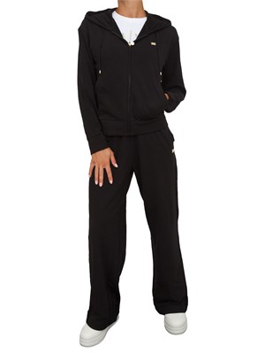 Tuta sportiva felpa+pantalone EA7 Emporio Armani in cotone stretch nero in DONNA