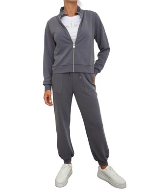 Felpa EA7 Emporio Armani in misto modal stretch grigio in DONNA