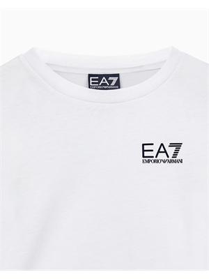 EA7 JUNIOR T-shirt Ea7 bianco a maniche lunghe Core Identity Boy in puro cotone organico ASV in BAMBINO