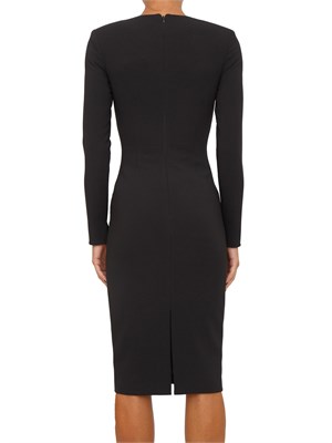 Abito Elisabetta Franchi in crêpe nero con catena gioiello in DONNA