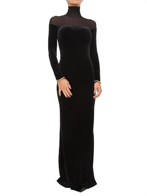 Abito Elisabetta Franchi Red Carpet in velluto nero e jersey in DONNA