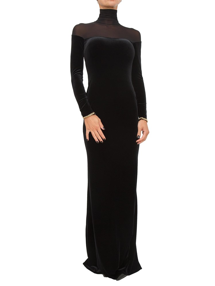 Abito Elisabetta Franchi Red Carpet in velluto nero e jersey