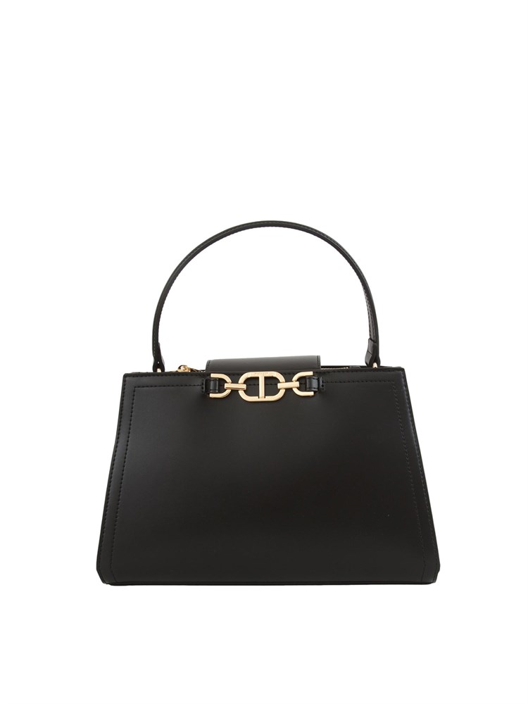 TWIN-SET Borsa 'First Class' Twinset con morsetto Oval T in pelle nera