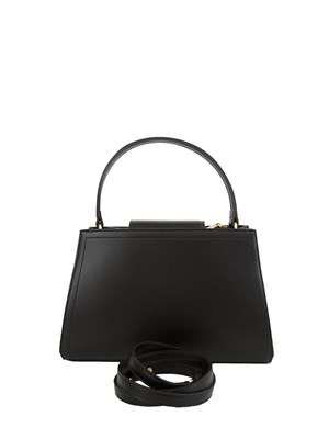TWIN-SET Borsa 'First Class' Twinset con morsetto Oval T in pelle nera in DONNA