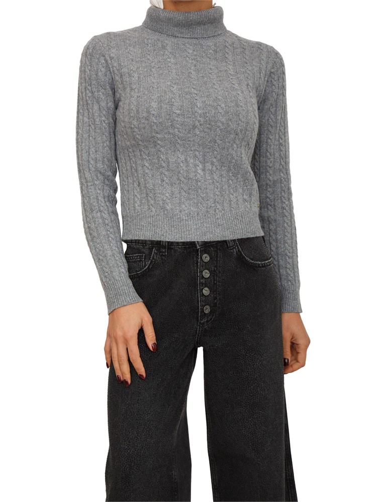 Maglia cropped donna Fracomina in cashmere e lana grigia