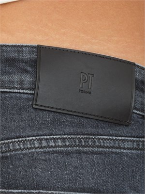 Jeans Reggae PT Torino uomo in black denim stretch con fit tapered in UOMO