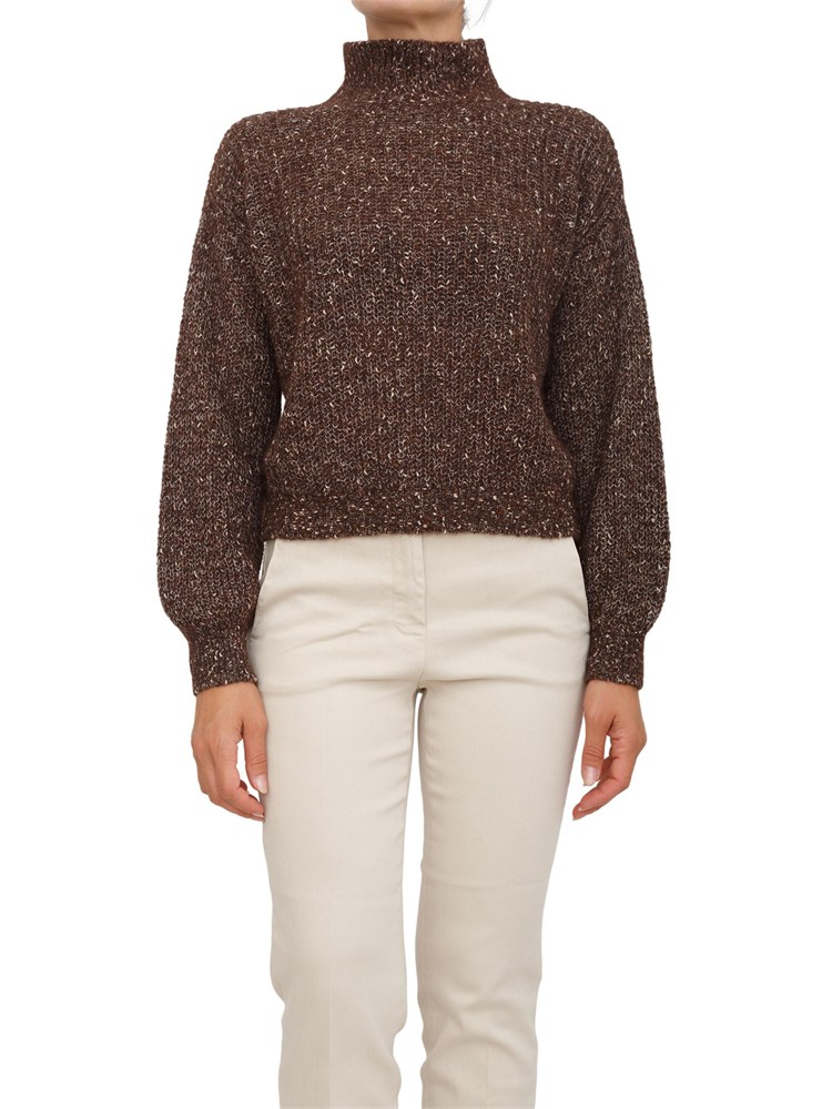 Maglia Marella in mohair e alpaca marrone melange