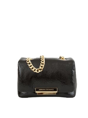 Borsa a tracolla Armani Exchange con dettagli metal in ecopelle nera in DONNA