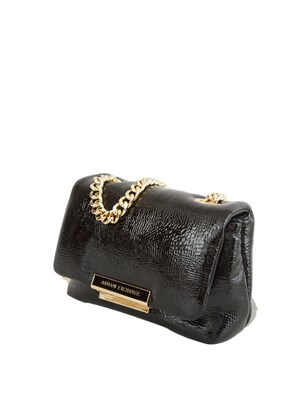 Borsa a tracolla Armani Exchange con dettagli metal in ecopelle nera in DONNA