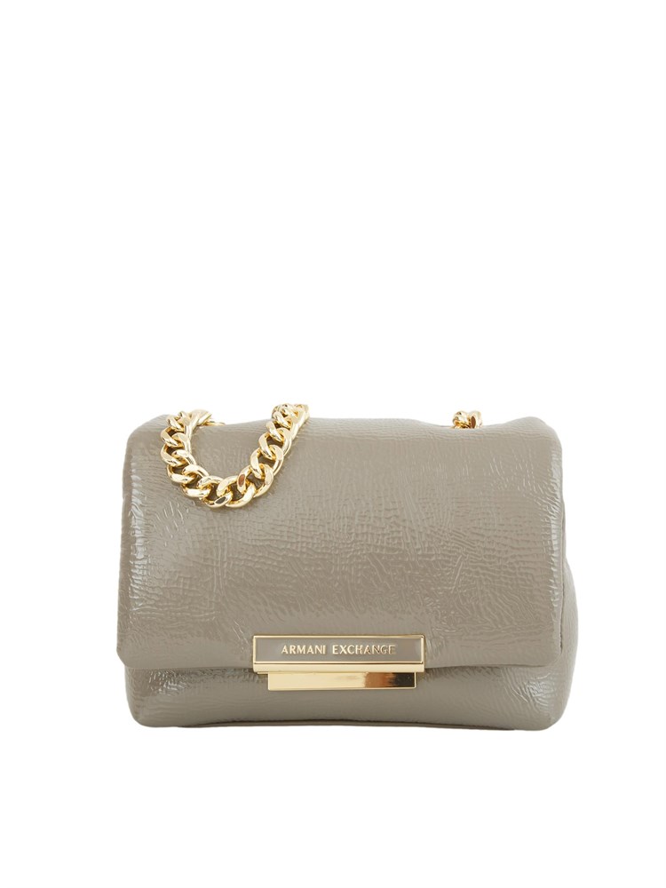 Borsa a tracolla Armani Exchange con dettagli metal in ecopelle grigia