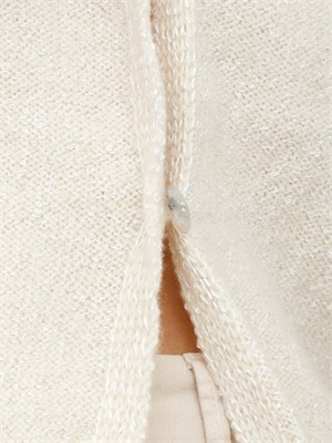 Maglia Marella in misto cashmere crema con paillettes e spacco con bottone in DONNA