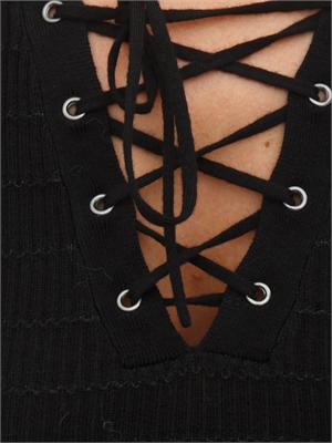 Maglia Marella in pura lana extrafine nera con lurex in DONNA