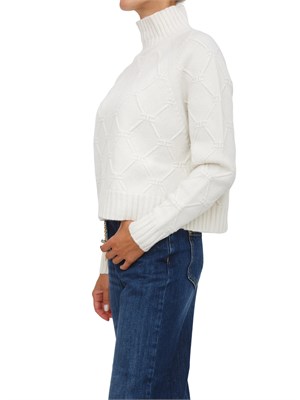 Pullover Elisabetta Franchi con losanghe jacquard  in maglia bianca in DONNA