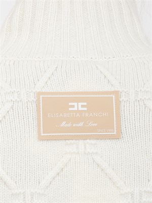 Pullover Elisabetta Franchi con losanghe jacquard  in maglia bianca in DONNA