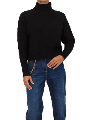 Pullover Elisabetta Franchi con losanghe jacquard  in maglia nera in DONNA