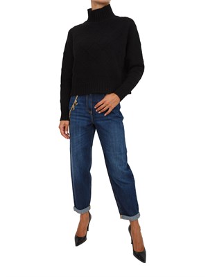 Pullover Elisabetta Franchi con losanghe jacquard  in maglia nera in DONNA