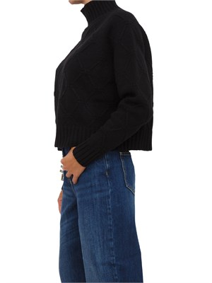 Pullover Elisabetta Franchi con losanghe jacquard  in maglia nera in DONNA