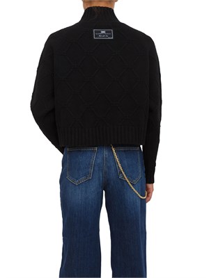 Pullover Elisabetta Franchi con losanghe jacquard  in maglia nera in DONNA