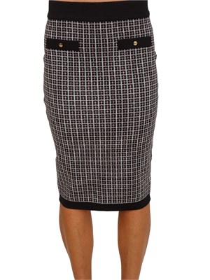 Gonna midi Fracomina in viscosa motivo jacquard geometrico nero in DONNA