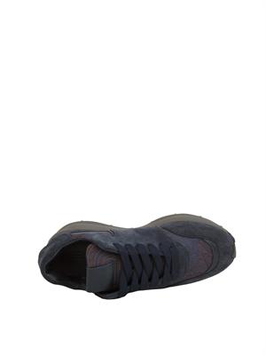 Sneakers uomo Etro in suede e tessuto jacquard Paisley blu in UOMO