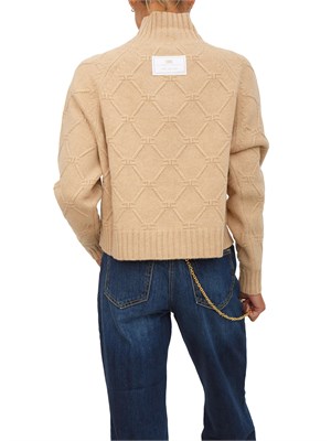 Pullover Elisabetta Franchi con losanghe jacquard  in maglia cammello in DONNA
