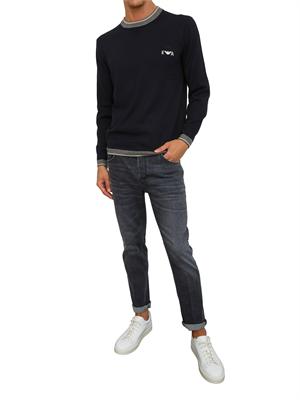 Maglia da uomo blu Emporio Armani in lana vergine in UOMO