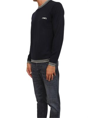 Maglia da uomo blu Emporio Armani in lana vergine in UOMO