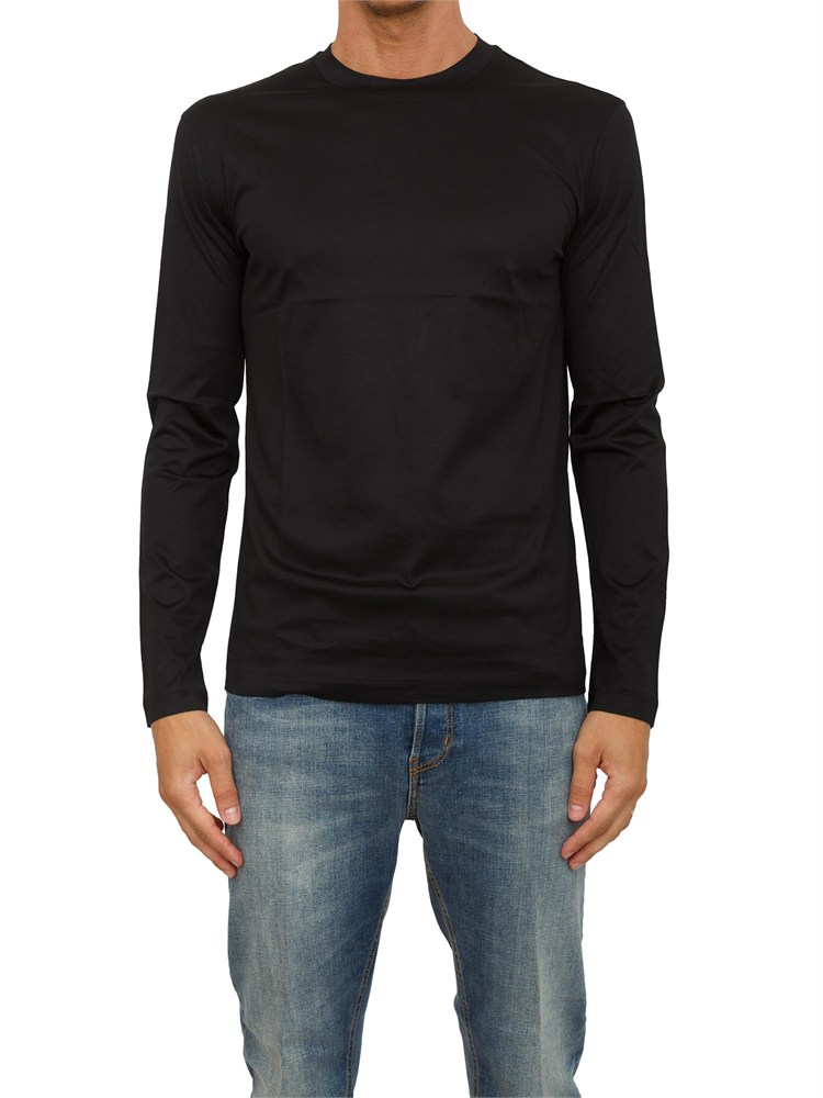 T-shirt maniche lunghe nero Emporio Armani in jersey misto lyocell ASV