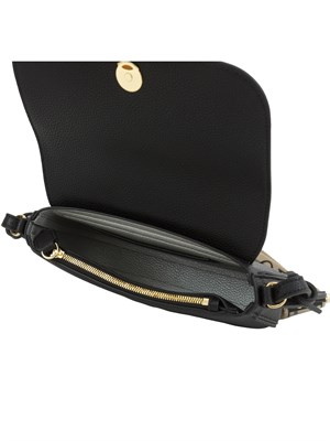 Mini bag Emporio Armani in ecopelle nera con tracolla in tessuto con logo in DONNA