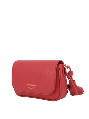 Mini bag Emporio Armani in ecopelle rossa con tracolla in tessuto con logo in DONNA